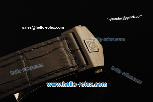 Tag Heuer Carrera Calibre 16 Quartz Movement PVD Case with Black Bezel and Black Leather Strap - Click Image to Close